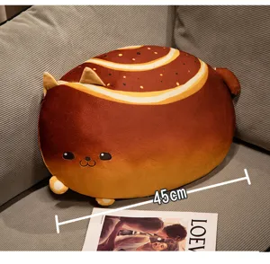 Simpatico cuscino peluche gatto pane, morbido cuscino gattino toast per bambini e casa, 45cm