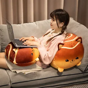 Simpatico cuscino peluche gatto pane, morbido cuscino gattino toast per letto divano casa.