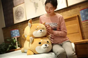 Cute Shiba Inu plush toy long pillow soft hugging pillow sleeping doll gift for kids
