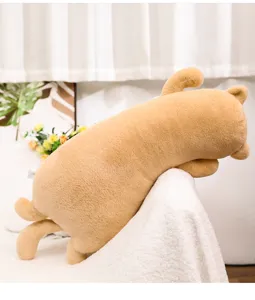 Cute plush long cat pillow for kids bed, soft hugging toy and comfortable sleeping companion.