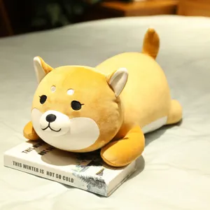 Cute Shiba Inu plush toy long pillow soft stuffed animal doll birthday gift for kids.