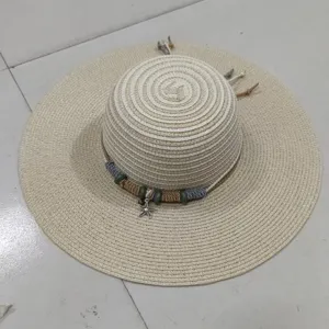 Unisex Mode Gerafelde Rand Luipaardprint Strooien Hoed Zomer Buiten Strand Zonnehoed Brede Rand Koepel Geweven Pet