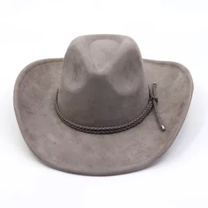 Unisex Breitkrempiger Wildlederimmitat Cowboyhut Vintage Fedora Hut Klassischer Western Cowgirl Hut Für Outdoor Reise Mode Tägliche Kleidung