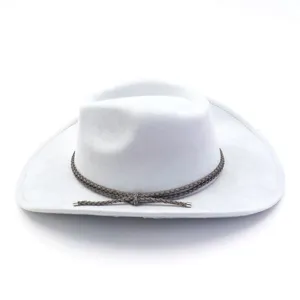 Klassischer Wildleder-Westernhut mit geflochtenem Band, stilvoller Fedora-Hut für den Sommer.