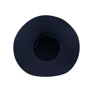 Dames herfst winter brede rand vilt fedora hoed elegante donkerblauwe koepel mode stijl