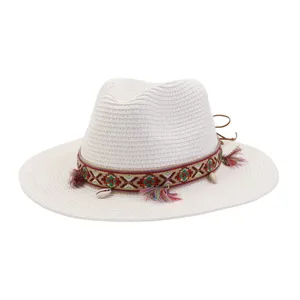 Close-up of the stylish woven ethnic band, decorative tassels, and natural seashell accents.