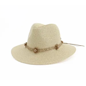Chapeau de paille pour femme chapeau de soleil fedora plage ete chapeau tisse accessoire