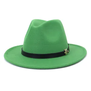 Chapeau fedora en feutre de laine vert pour femme, chapeau de jazz style britannique chic.