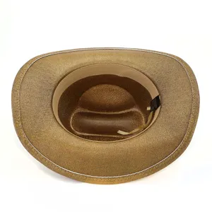 Chapeau cowboy western paillettes or large bord fedora vue de dessus bande interieure