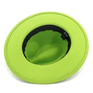 Chapeau fedora vert en laine pour femme a large bord casquette jazz elegante hiver automne