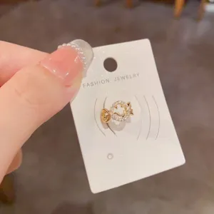 Kristall Smiley Ohrklemme, nicht durchdringender goldener Clip für Damen, schicker Schmuck.
