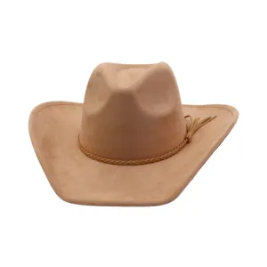 Sombrero Fedora de Ante Sintético Ala Ancha Sombrero de Vaquero Con Borla Boho Jazz Sombrero Unisex Western Estiloso Gorra de Moda