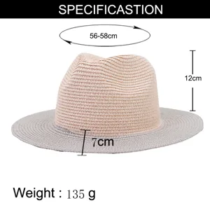Summer beach sun protection color blocking jazz straw hat outdoor travel fashion hat 56-58cm