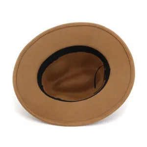 Clasico sombrero fedora de lana de ala ancha para hombre y mujer sombrero de jazz.