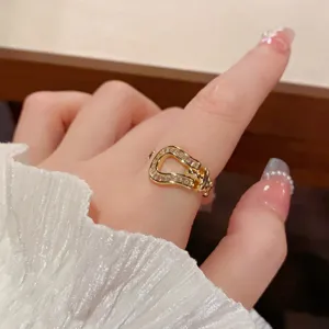 Zirconia ring fashion luxury open design bling crystal statement ring for women daily wear