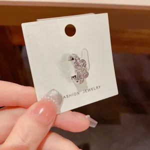 Fashionable minimalist zircon open ring with elegant card display, perfect versatile jewelry gift.
