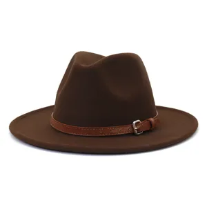 Classic wide-brim wool fedora hat for men and women, elegant vintage winter fashion headwear.