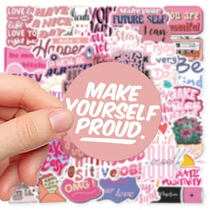 Pink aesthetic inspirational quote stickers pack for laptop water bottle journal decor.