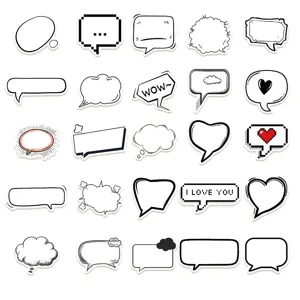 Vue détaillée des autocollants de bulles de dialogue, éléments de design de boîte de texte.