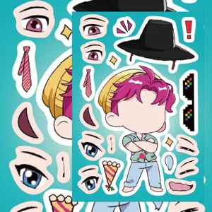 DIY anime chibi character sticker set, cute cartoon waterproof sticker toys for kids crafts.