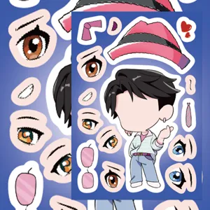 DIY cartoon anime boy face changing sticker sheet set for creative kids crafts and scrapbooking