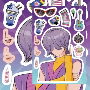K-pop anime style character sticker sheet DIY journal notebook cup decorative decal