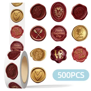 Retro Wax Seal Roll Stickers Waterproof Adhesive Decorative Decals For Journal Notebook Water Bottle DIY Craft