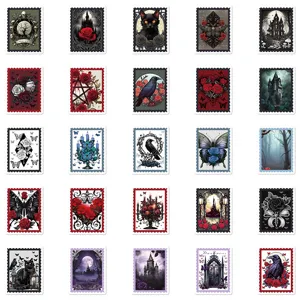 50pcs gothic vintage stamp stickers dark aesthetic decals for laptop phone case journal
