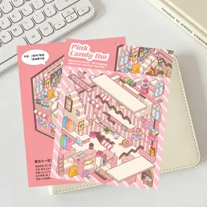 Pink Candy House 3D Miniature Landscaping Stickers DIY Hand Ledger Decorative PET Stickers Cute Stationery Supplies