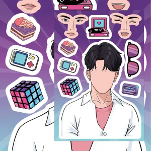 K-POP style DIY sticker sheet set with cute character and accessory designs for notebook decor.