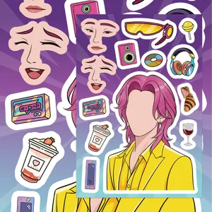 K-POP style cartoon sticker sheet DIY decorative waterproof notebook diary phone case stickers