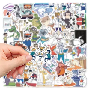 Adesivi educativi di personaggi di cartoni animati impermeabili per valigia e laptop.