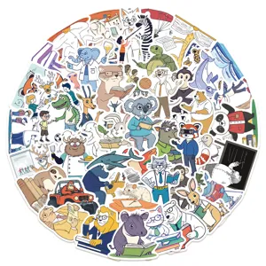 50pz simpatici adesivi animali cartone animato per laptop custodia telefono impermeabili adesivi DIY