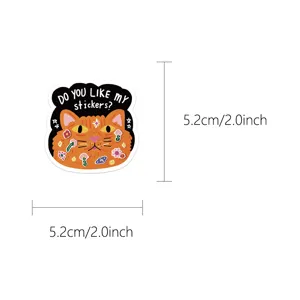 Αδιάβροχο αυτοκόλλητο PVC γάτα doodle DIY φορητό υπολογιστή κύπελλο διακοσμητικό 5.2cm.