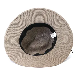 Chapeau de Paille Fedora à Large Bord Été Plage Chapeau de Soleil Homme Femme