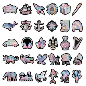 Set de stickers holographiques pastel autocollants imperméables esthétiques mignons