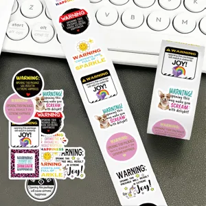Rollo de pegatinas de advertencia decorativas para ordenador portátil, maleta y cuaderno.