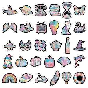 60 pcs set d'autocollants hologramme esthétiques pour ordinateur portable journal valise