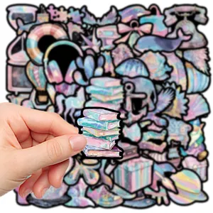 Lot d'autocollants esthétiques holographiques pour ordinateur portable et carnet DIY.