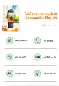 Portable electric juicer cup with six-blade design, USB charging and waterproof features for home.