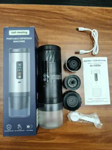Portable wireless heating espresso machine set for travel, outdoor camping, quick brewing.