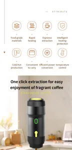 Detail view of portable electric espresso machine showing heating and extraction functions.