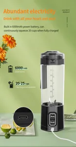 Portable electric juicer cup with 6000mAh battery USB charging mini blender for fresh fruit juice