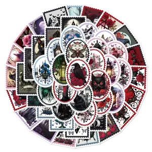 50pcs gothic stamp stickers pack dark aesthetic vintage waterproof decals for laptop phone