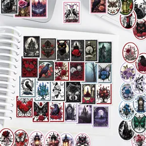 Gothic stamp stickers pack dark aesthetic waterproof decal for laptop journal decor 50pcs