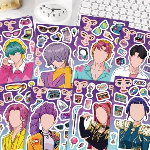 K-POP anime sticker sheet set of 8 decorative decals for journal DIY crafts water bottles