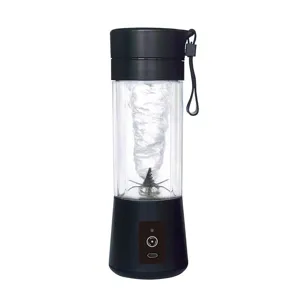Portable electric blender cup with 6-blade design, mini personal juicer for home travel.
