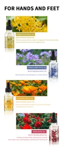 Vue détaillée de l'huile de massage corporelle aux fleurs naturelles 30ml, nourrissante.