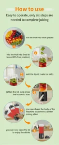 Portable electric juicer cup mini fruit blender usb rechargeable household kitchen appliance