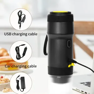 Portable espresso coffee maker for travel, 3-in-1 multi-functional capsule machine, USB powered.